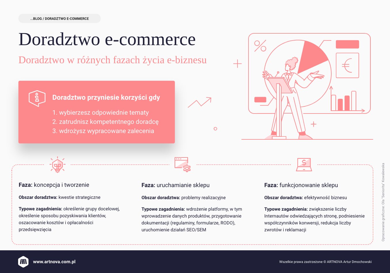 infografika: Doradztwo e-commerce - wspomaganie e-biznesu.