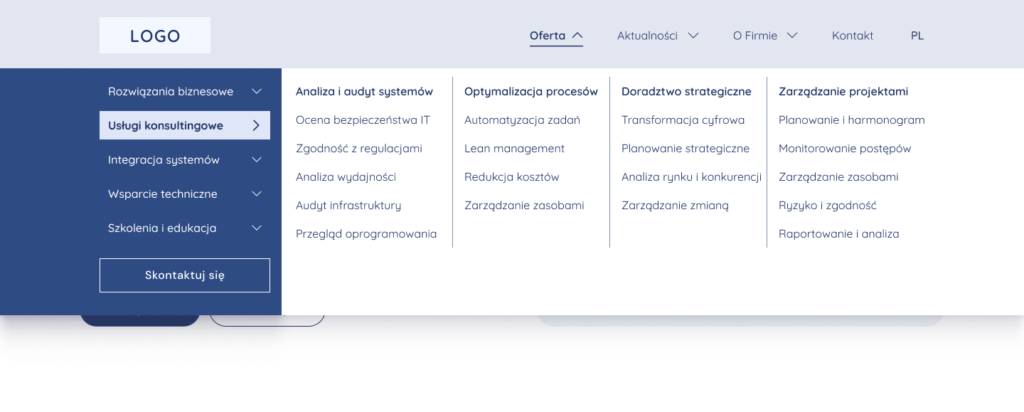 Przykładowe megamenu.